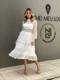 Vestido Midi Branco de Renda