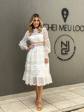 Vestido Midi Branco de Renda